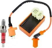 Vuzmode Ignition Coil Spark Plug, for Gy6 50cc 80cc 90cc 110cc 125cc 150cc Scooter ATV Quad Moped Motorcycle Racing Pit Dirt Bike Go Kart Engine Ignition Coil Pack