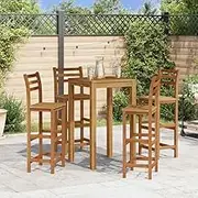 Bar Stools Set of 2, Easy Assembly, Chair with Back for Kitchen, Rec Room, Bar, Dining, Solid Acacia Wood 42 x 36 x 110 cm
