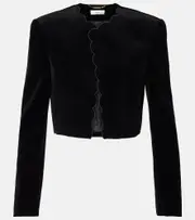 [Chloe] Chloé Spencer scalloped cotton velvet jacket AU 16 black