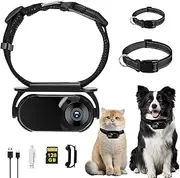 GHWMYD 128G Black Cat Camera Collar Pet Camera with Camera Clips for Dogs and Cats