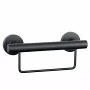 evekare 300mm Black Towel Rail With Grab Rail