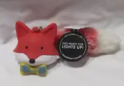 Bath & Body Works LIGHT-UP FANCY FOX PB Holder silver clip-on furry tail w/ bow