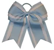 NEW "Light Blue Glitz" Cheer Bow Pony Tail 7 Inch Ribbon Girls Bows Cheerleading