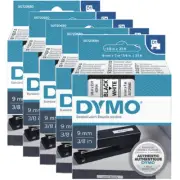 NEW 5 Pack Dymo 40913 D1 Labelling Tape Label 9mmx7m Black On White BULK
