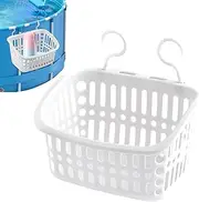 Spizummp Pool Storage Basket | Swimming Pool Storage Organizer Basket | UV Resistant Cup Holder with Hooks, Container for Towels Drinks Toys Swimming Accessories Water Bottles