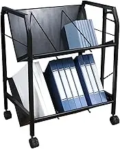 Fuji Boeki 17612 File Rack, File Wagon, 2 Tiers, Black, Width 21.7 x Depth 15.7 x Height 28.3 inches (55 x 40 x 72 cm), Black Document Storage, A4 Storage, Wheels Included