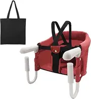 Surplex Folding Baby Hook On Seat, Fast Table Chair, Kids Removable Seat Cushion Portable & Foldable Dining Feeding Chairs, Easy Hook on Table Highchair for Travel & Home with Carry Bag, Red