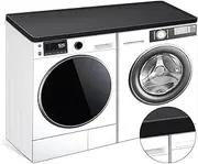 WAUTENANTY 51.2'' x 21.6'' Washer and Dryer Covers for the Top, Non-slip Silicone Washer Dryer Top Protector for Washing Machine, Waterproof Washer Dryer Countertop for Laundry Kitchen Home (Black)