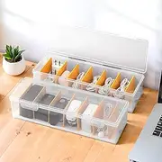 PAVSTINE 2 Pack Clear Cable Organizer Box with Lid, Plastic Charger Cable Cord Storage Organizer, Office Desk Organizers, Multifunctional Accessories Storage for Home Drawer Office, Stackable