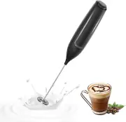 Handheld Milk Frother Electric Foam Maker, Stainless Steel Whisk, Black