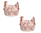 2 RED ROOSTER Mini Bowls w/Lid Temptations Nostalgic 12 oz Ramekins Old World