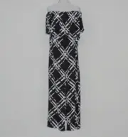 BNWT:SASS&BIDE CHECKERED PRINT OFF SHOULDER LONG DRESS size 40 AUS 10 US 6
