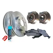 Front Wheel Bearing Hub Assembly + Brake Rotor Pad Kit for Mitsubishi 380 DB