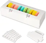 30 Pack Macaron Boxes Packaging for 5 to 7 Macarons with 60 Pcs Stickers for Hom
