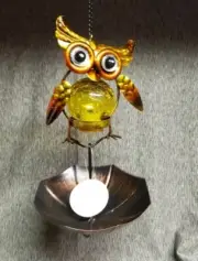 Hanging Garden Path Yard Owl Ornament Lamp Solar Power LED Light (Tested) NEW!