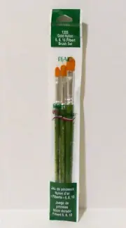 3 Pc GOLD NYLON BRUSH SET #1205, Folk Art One Stroke Painting - FILBERT 6 8 10