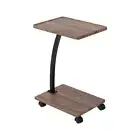 Artiss Walnut C Shaped Coffee Side Table MDF Top Black Metal Frame Bed Desk