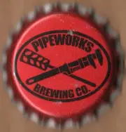USA Plastic Lined Beer Crown Bottle Cap: Pipeworks Brewing (small & shiny)