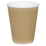 FIESTA(PACK OF 25)TAKEAWAY COFFEE CUPS RIPPLE WALL KRAFT 225ML X25 GP443