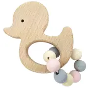 Hess Spielzeug Wooden 9.5cm Rattle Griffon Duck Toy Baby/Infant 0m+ Natural Pink