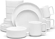 [Noritake] ColorTex Stone 16-Piece Set, Service for 4 in White, Multicolor