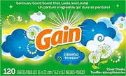 GAIN Fabric Softener Dryer Sheets, Blissful Breeze, 120 Count