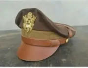 WW2 US Army Aircorps Military Officers Pilots OD Visor Crusher Hat Cap