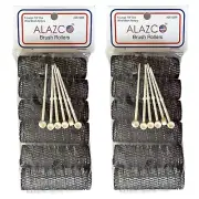 12 Pc Vintage Style Hair Rollers BRUSH ROLLERS & 12 PINS - Mesh Hair Curlers