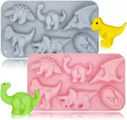 2 Pack Dinosaur Molds Silicone 6 Cavity 3D Dinosaur Themed Baking Mould Tray DIY