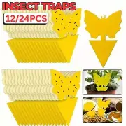 12-24Pcs Sticky Fruit Fly Traps, Fungus Gnat Killer Trap Use for Indoor Outdoor