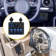 4 Gang Rocker LED Blue Switch Panel Breaker Circuit Car Marine Boat w/ Stickers (for: Porsche)
