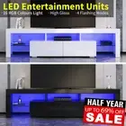 ELEGANT 160-200CM TV Cabinet Stand Entertainment Units LED Gloss White/Black