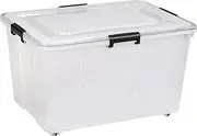 [Seymours] 80L Super Seal Storage Box with Wheels – Stackable Container with Sealed Lid for Secure, Dustproof, Waterproof Storage of Clothes, Tools, Toys, Documents, Seasonal Items, and More
