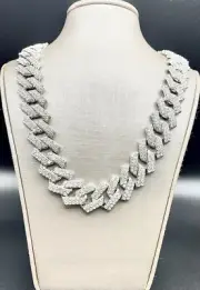 20 Inch Hip Hop Miami Cuban Link Chain 18K White Gold Plated 16mm