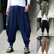 Japanese Street Style Baggy Hakama Pants Loose Harem Trousers for Men (M 3XL)