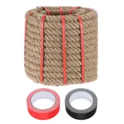 1 Inch x 66ft Heavy Thick Natural Jute Rope Twine Rope with 2 Roll Tapes