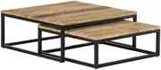 Nesting Small Coffee Table Set of 2, Side End Tables for Living Room, Bedroom, Office, Solid Mango Wood