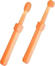 HEATSHAKING 2pcs Silicone Toothbrush Set with Storage Box Soft Bristles for Gentle Oral Care for Newborns Boy Girl for Travel the Go Use