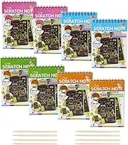 80 Pages 8-Piece Scratch Drawing Graffiti Set, Scratch Pictures for Children, Magic Scratch Book with Wooden Pens, for Children's Doodles, DIY Painting