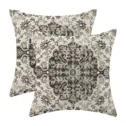 Boho Pillow Covers 16x16 Inch Set of 16" x 16" (Pack of 2) Black Grey Boho