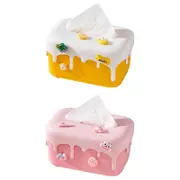 Cream Tissue Box Desktop Paper Holder Decorative Cardboard Napkin Storage Case