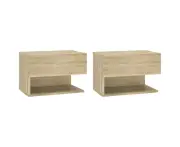 vidaXL Wall-mounted Bedside Cabinets 2 pcs Sonoma Oak