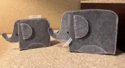 Little Love by NoJo Grey Felt Elephant Shaped Nursery Storage Caddys,