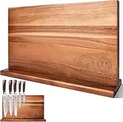 XYJ Magnetic Knife Block for Knives,Scissors,Natural Wooden Holders Double Side Knife Storage Organizer Kitchen Cutlery Knife Stand for Women Men