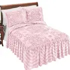Collections Etc Mia Ruffled Chenille Bedspread Blush Full