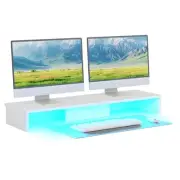Dual Monitor Stand Riser for Desk with LED Lights, Large Computer Monitor Sta...