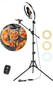 New F-537 Tripod USB Powered Bluetooth 2 Phone Holder With Ring Light