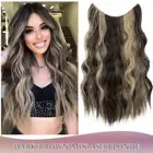 US Invisible Wire In 100% As Human Hair Extensions Onepiece Hidden Headband Wavy