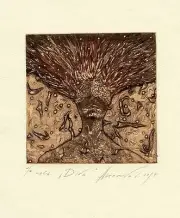 Diva, Original Surrealistic Etching Ex libris Art Print, Lubov Abramova, Belarus