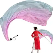 [Generic] Dance Silk Scarf - Belly Dance Veil Tossing Ball, Gradient Color Flowing Dance Flag Rotating Chiffon Scarf | Elegant Belly Dance Poi Streamer, Gradual Colors Silk Veil for Arts
